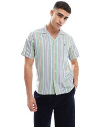 Polo Ralph Lauren - Camicia Classica Oversize A Maniche Corte E Verde A Righe Multicolore Con Logo - Lyst