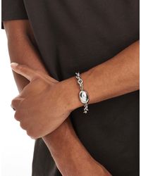 ASOS - – farbenes festival-armband aus wasserfestem edelstahl mit großem, ovalem anhänger - Lyst