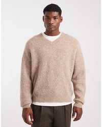 ASOS - Oversized Knitted V-Neck Wool Blend Jumper - Lyst