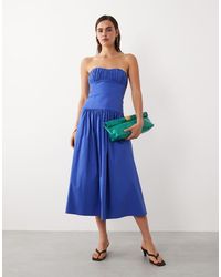 Mango - Starring Hailey Bieber Structured Off Shoulder Drop Waist Maxi Dress - Lyst
