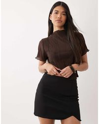 ASOS - Sheer Plisse High Neck Tee - Lyst