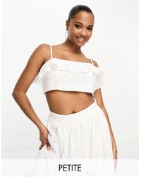 River Island - Petite Co-ord Broderie Bandeau Frilly Crop Top - Lyst