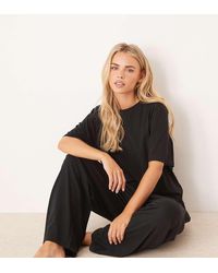 ASOS - Pantalones De Pijama Negros De Algodón Mix & Match De Asos Design Petite - Lyst