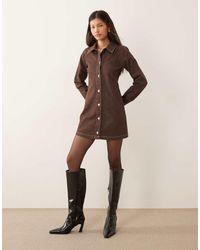 ASOS - Fitted Denim Shirt Dress With Long Sleeve - Lyst