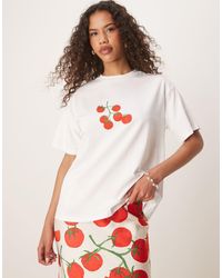 Never Fully Dressed - Camiseta Blanca Con Diseño Encogido Y Estampado De Tomates De (Parte De Un Conjunto) - Lyst