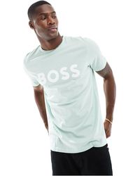 BOSS - Thinking 1 - t-shirt acqua con logo - Lyst