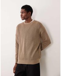 ASOS - Relaxed Knit Ribbed Crew Neck Sweater - Lyst