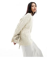 Monki - Crew Neck Textured Knit Sweater - Lyst