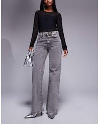 River Island - Wide Leg Jean With Detachable Belt - Lyst