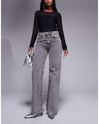 River Island - Jeans Met Wijde Pijpen En Afneembare Riem - Lyst
