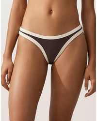 Oysho - Contrast Trim U-cut Medium-coverage Bikini Briefs - Lyst