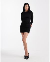 ASOS - Bengaline Slash Neck Mini Dress With Belt - Lyst