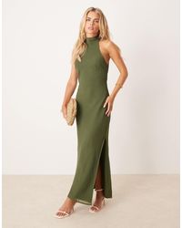 ASOS - Asos Design Petite Chiffon High Neck Midi Dress - Lyst