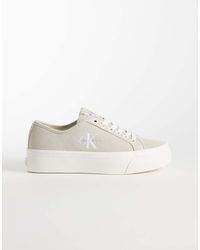 Calvin Klein - Suede Lace Up Flatforms - Lyst