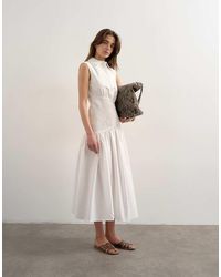TOPSHOP - Dropped Waist Sleeveless Shirt Dress - Lyst
