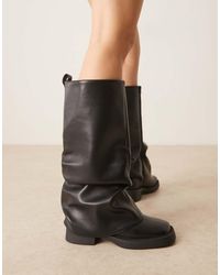 ASOS - Caden Chunky Fold Over Flat Knee Boots - Lyst