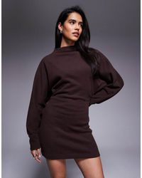 ASOS - Supersoft Funnel Neck Batwing With Ruched Side Mini Dress - Lyst