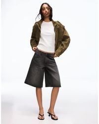 Bershka - baggy Denim Jort Bermuda Shorts - Lyst