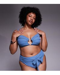 ASOS - Asos Design Curve Penelope Pleat High Waist Bikini Bottoms With Front Tie - Lyst