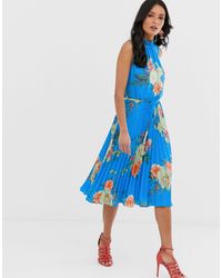oasis blue chiffon midi dress