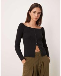 Abercrombie & Fitch - Button Through Off Shoulder Top - Lyst
