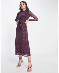 Whistles - High Neck Midi Dress With Sheer Sleeve - Lyst