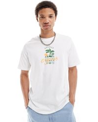 adidas Originals - T-shirt bianca con stampa grafica resort - Lyst