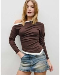 Stradivarius - Double-layer Asymmetric Long Sleeve T-shirt - Lyst