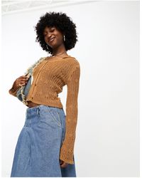 Collusion - Knitted Open Stitch Shirt Cardigan - Lyst