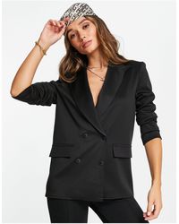 ASOS Structured Jersey Double-breasted Blazer - Black