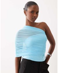 ASOS - Mesh One Shoulder Top With Ruching - Lyst