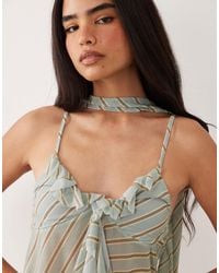 ASOS - Co-ord Printed Stretch Chiffon Ruffle Plunge Scarf Top - Lyst