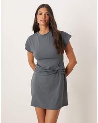 ASOS - Dropped Waist Twist Detail T-shirt Mini Dress - Lyst