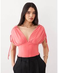 ASOS - Deep Ruched Off The Shoulder Top - Lyst