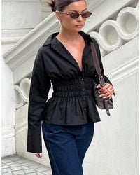 Princess Polly - As You Are Shirred Waist Button Up Shirt - Lyst