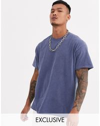 Reclaimed (vintage) – inspired – übergroßes, überfärbtes t-shirt - Blau