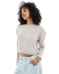 ASOS - Crew Neck Boxy Rib Jumper With Rolled Edge - Lyst