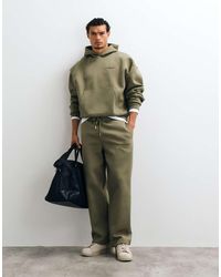 ASOS - Wide Leg Scuba-style Fabric jogger With Embroidery - Lyst