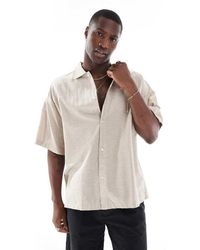Jack & Jones - Camisa Beis Extragrande De Lino De -Neutro - Lyst