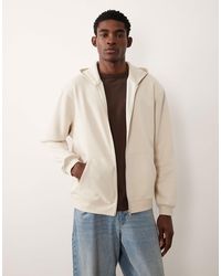 ASOS - Essentials - sweat à capuche décontracté à fermeture éclair - blanc cassé - Lyst