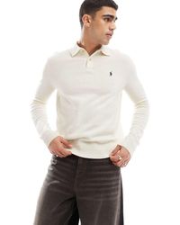 Polo Ralph Lauren - Icon Logo Wool Cotton Knit Long Sleeve Polo Shirt - Lyst