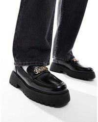 ASOS - Loafers Met Dikke Zool En Gouden Trens - Lyst