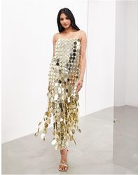 ASOS - Futurist - robe colonne longueur mollet à bretelles avec sequins et franges en 3d - Lyst
