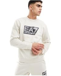 EA7 - Emporio armani - sweat d'ensemble avec grand logo sur la poitrine - beige - Lyst