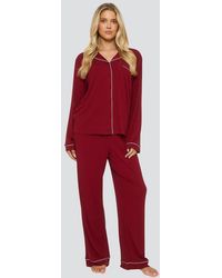 Loungeable - Rib Long Sleeve Traditional Shirt And Long Pant - Lyst