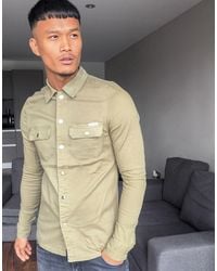 N Poker Muscle Fit Stretch Denim Shirt 