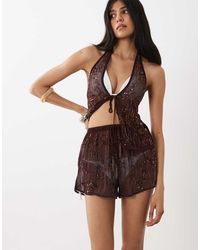 Miss Selfridge - Beach Premium Embellished Shorts - Lyst