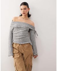 Collusion - Off The Shoulder Tie Side Long Sleeve Top - Lyst