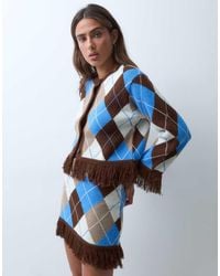 ASOS - Jacquard Fringe Hem And Sleeve Cardigan - Lyst