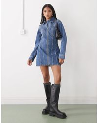 Collusion - Denim Long Sleeve Shirt Dress - Lyst